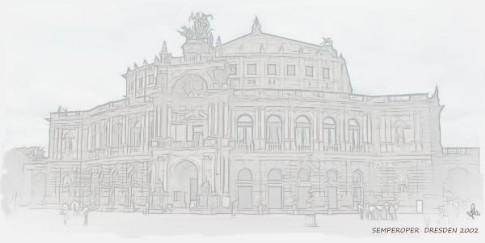 Bleistiftzeichnung der Semperoper in Dresden